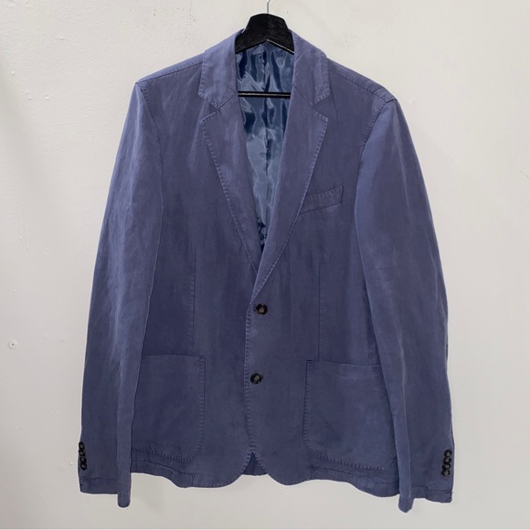Officine Generale Blazer Nehemiah Size 50 Lyocell Linen Cotton Lightweight Blue - Picture 1 of 12